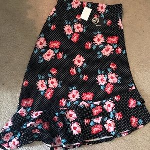 Bobeau Asymmetrical Floral Skirt